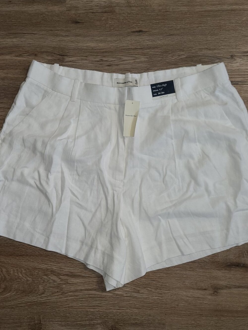 NWT Abercrombie Fitch size 34/ 18 Curve Love Linen Pleat Shorts Ultra High Rise